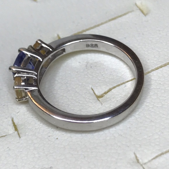 AA Tanzanite & Ethiopian Opal Sterling Ring, sz 6 - Picture 4 of 6